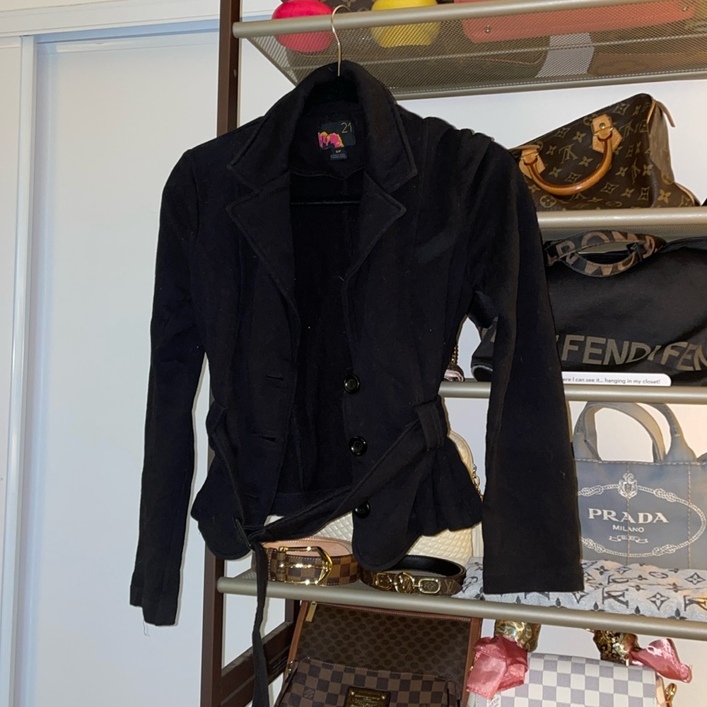 Black Cropped Blazer with belt